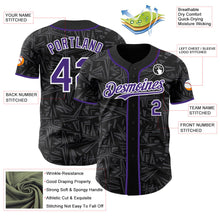 Laden Sie das Bild in den Galerie-Viewer, Uksn Individuelles Schwarz Violett Stahlgrau-Weiß Geometrischer Cyber-Sternenburst Authentisches Baseball-Trikot
