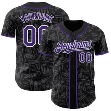Laden Sie das Bild in den Galerie-Viewer, Uksn Individuelles Schwarz Violett Stahlgrau-Weiß Geometrischer Cyber-Sternenburst Authentisches Baseball-Trikot
