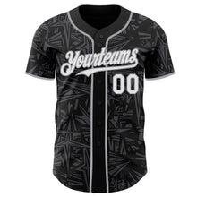 Laden Sie das Bild in den Galerie-Viewer, Uksn Individuelles Schwarz Weiß Stahlgrau-Grau Geometrischer Cyber-Sternenburst Authentisches Baseball-Trikot

