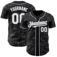 Laden Sie das Bild in den Galerie-Viewer, Uksn Individuelles Schwarz Weiß Stahlgrau-Grau Geometrischer Cyber-Sternenburst Authentisches Baseball-Trikot
