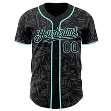 Laden Sie das Bild in den Galerie-Viewer, Uksn Individuelles Schwarz Stahlgrau-Eisblau Geometrischer Cyber-Sternenburst Authentisches Baseball-Trikot
