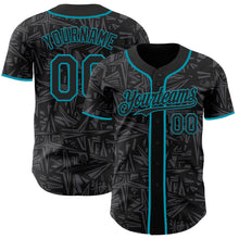 Laden Sie das Bild in den Galerie-Viewer, Uksn Individuelles Schwarz Stahlgrau-Petrol Geometrischer Cyber-Sternenburst Authentisches Baseball-Trikot
