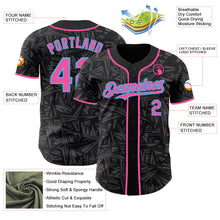 Laden Sie das Bild in den Galerie-Viewer, Uksn Individuelles Schwarz Pink Stahlgrau-Himmelblau Geometrischer Cyber-Sternenburst Authentisches Baseball-Trikot
