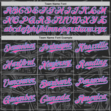 Laden Sie das Bild in den Galerie-Viewer, Uksn Individuelles Schwarz Pink Stahlgrau-Himmelblau Geometrischer Cyber-Sternenburst Authentisches Baseball-Trikot
