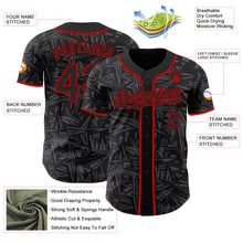 Laden Sie das Bild in den Galerie-Viewer, Uksn Individuelles Schwarz Stahlgrau-Rot Geometrischer Cyber-Sternenburst Authentisches Baseball-Trikot
