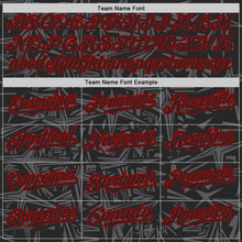 Laden Sie das Bild in den Galerie-Viewer, Uksn Individuelles Schwarz Stahlgrau-Rot Geometrischer Cyber-Sternenburst Authentisches Baseball-Trikot
