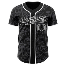 Laden Sie das Bild in den Galerie-Viewer, Uksn Individuelles Schwarz Stahlgrau-Weiß Geometrischer Cyber-Sternenburst Authentisches Baseball-Trikot
