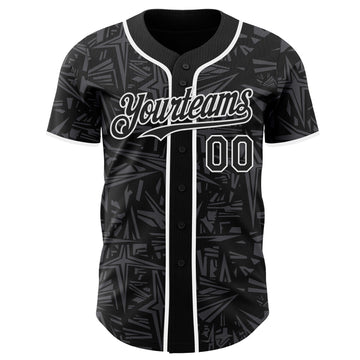 Uksn Individuelles Schwarz Stahlgrau-Weiß Geometrischer Cyber-Sternenburst Authentisches Baseball-Trikot