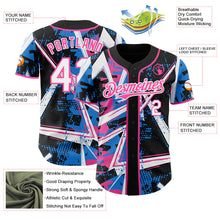 Laden Sie das Bild in den Galerie-Viewer, Uksn Individuelles Schwarz Weiß Elektrisch Blau-Pink Geometrische Splitter Punktgitter Authentisches Baseball-Trikot
