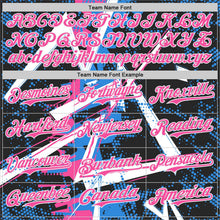 Laden Sie das Bild in den Galerie-Viewer, Uksn Individuelles Schwarz Weiß Elektrisch Blau-Pink Geometrische Splitter Punktgitter Authentisches Baseball-Trikot
