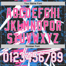 Laden Sie das Bild in den Galerie-Viewer, Uksn Individuelles Schwarz Weiß Elektrisch Blau-Pink Geometrische Splitter Punktgitter Authentisches Baseball-Trikot
