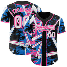 Laden Sie das Bild in den Galerie-Viewer, Uksn Individuelles Schwarz Weiß Elektrisch Blau-Pink Geometrische Splitter Punktgitter Authentisches Baseball-Trikot
