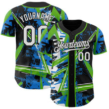 Laden Sie das Bild in den Galerie-Viewer, Uksn Individuelles Schwarz Weiß-Auroragrün Geometrische Splitter Punktgitter Authentisches Baseball-Trikot
