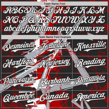 Laden Sie das Bild in den Galerie-Viewer, Uksn Individuelles Schwarz Weiß Rot-Grau Geometrische Splitter Punktgitter Authentisches Baseball-Trikot
