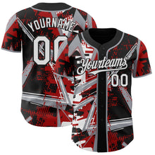 Laden Sie das Bild in den Galerie-Viewer, Uksn Individuelles Schwarz Weiß Rot-Grau Geometrische Splitter Punktgitter Authentisches Baseball-Trikot
