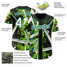 Laden Sie das Bild in den Galerie-Viewer, Uksn Individuelles Schwarz Weiß Neongrün-Kelly-Grün Geometrische Splitter Punktgitter Authentisches Baseball-Trikot
