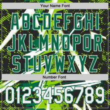 Laden Sie das Bild in den Galerie-Viewer, Uksn Individuelles Schwarz Weiß Neongrün-Kelly-Grün Geometrische Splitter Punktgitter Authentisches Baseball-Trikot
