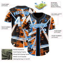 Laden Sie das Bild in den Galerie-Viewer, Uksn Individuelles Schwarz Weiß Bay Orange-Elektrisch Blau Geometrische Splitter Punktgitter Authentisches Baseball-Trikot
