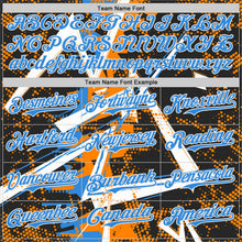 Laden Sie das Bild in den Galerie-Viewer, Uksn Individuelles Schwarz Weiß Bay Orange-Elektrisch Blau Geometrische Splitter Punktgitter Authentisches Baseball-Trikot
