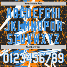 Laden Sie das Bild in den Galerie-Viewer, Uksn Individuelles Schwarz Weiß Bay Orange-Elektrisch Blau Geometrische Splitter Punktgitter Authentisches Baseball-Trikot
