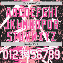 Laden Sie das Bild in den Galerie-Viewer, Uksn Individuelles Schwarz Weiß Mittelpink-Pink Geometrische Splitter Punktgitter Authentisches Baseball-Trikot
