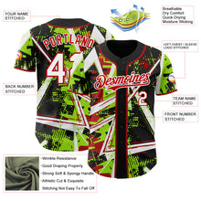 Laden Sie das Bild in den Galerie-Viewer, Uksn Individuelles Schwarz Weiß Neongrün-Rot Geometrische Splitter Punktgitter Authentisches Baseball-Trikot
