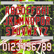 Laden Sie das Bild in den Galerie-Viewer, Uksn Individuelles Schwarz Weiß Neongrün-Rot Geometrische Splitter Punktgitter Authentisches Baseball-Trikot
