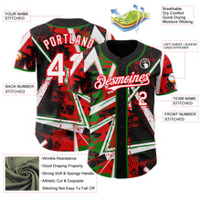 Laden Sie das Bild in den Galerie-Viewer, Uksn Individuelles Schwarz Weiß Grasgrün-Feuerrot Geometrische Splitter Punktgitter Authentisches Baseball-Trikot
