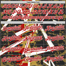 Laden Sie das Bild in den Galerie-Viewer, Uksn Individuelles Schwarz Weiß Altgold-Rot Geometrische Splitter Punktgitter Authentisches Baseball-Trikot
