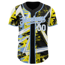Laden Sie das Bild in den Galerie-Viewer, Uksn Individuelles Schwarz Weiß Hellgelb-Hellblau Geometrische Splitter Punktgitter Authentisches Baseball-Trikot
