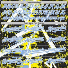 Laden Sie das Bild in den Galerie-Viewer, Uksn Individuelles Schwarz Weiß Hellgelb-Hellblau Geometrische Splitter Punktgitter Authentisches Baseball-Trikot

