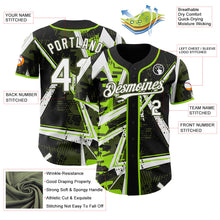 Laden Sie das Bild in den Galerie-Viewer, Uksn Individuelles Schwarz Weiß Neongrün-Oliv Geometrische Splitter Punktgitter Authentisches Baseball-Trikot

