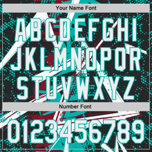 Laden Sie das Bild in den Galerie-Viewer, Uksn Individuelles Schwarz Weiß Karmesinrot-Aqua Geometrische Splitter Punktgitter Authentisches Baseball-Trikot
