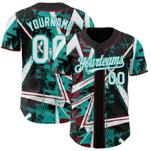 Laden Sie das Bild in den Galerie-Viewer, Uksn Individuelles Schwarz Weiß Karmesinrot-Aqua Geometrische Splitter Punktgitter Authentisches Baseball-Trikot
