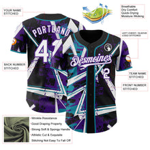 Laden Sie das Bild in den Galerie-Viewer, Uksn Individuelles Schwarz Weiß Petrol-Violett Geometrische Splitter Punktgitter Authentisches Baseball-Trikot
