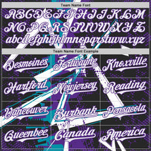 Laden Sie das Bild in den Galerie-Viewer, Uksn Individuelles Schwarz Weiß Petrol-Violett Geometrische Splitter Punktgitter Authentisches Baseball-Trikot
