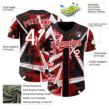 Laden Sie das Bild in den Galerie-Viewer, Uksn Individuelles Schwarz Weiß Mittelpink-Rot Geometrische Splitter Punktgitter Authentisches Baseball-Trikot
