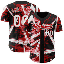 Laden Sie das Bild in den Galerie-Viewer, Uksn Individuelles Schwarz Weiß Mittelpink-Rot Geometrische Splitter Punktgitter Authentisches Baseball-Trikot
