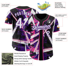Laden Sie das Bild in den Galerie-Viewer, Uksn Individuelles Schwarz Weiß Pink-Violett Geometrische Splitter Punktgitter Authentisches Baseball-Trikot
