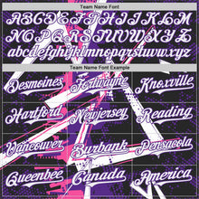 Laden Sie das Bild in den Galerie-Viewer, Uksn Individuelles Schwarz Weiß Pink-Violett Geometrische Splitter Punktgitter Authentisches Baseball-Trikot
