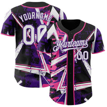 Laden Sie das Bild in den Galerie-Viewer, Uksn Individuelles Schwarz Weiß Pink-Violett Geometrische Splitter Punktgitter Authentisches Baseball-Trikot
