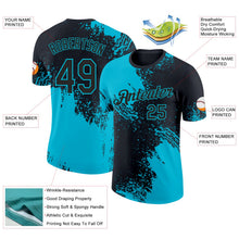 Laden Sie das Bild in den Galerie-Viewer, Uksn Individuelles Schwarz-Lakes Blau Abstrakt Pinselstrich Funktions-T-Shirt
