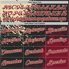 Laden Sie das Bild in den Galerie-Viewer, Uksn Individuelles Schwarz Karmesinrot-Creme Abstrakt Pinselstrich Funktions-T-Shirt

