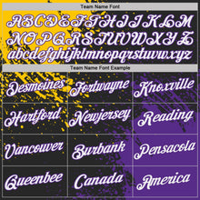 Laden Sie das Bild in den Galerie-Viewer, Uksn Individuelles Schwarz Weiß Gelb-Violett Abstrakt Pinselstrich Funktions-T-Shirt
