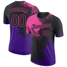 Laden Sie das Bild in den Galerie-Viewer, Uksn Individuelles Schwarz Pink-Violett Abstrakt Pinselstrich Funktions-T-Shirt
