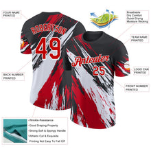 Laden Sie das Bild in den Galerie-Viewer, Uksn Individuelles Schwarz Rot-Weiß Abstrakt Pinselstrich Spritzer Funktions-T-Shirt
