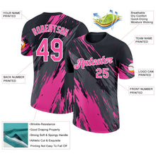 Laden Sie das Bild in den Galerie-Viewer, Uksn Individuelles Schwarz Pink Stahlgrau-Weiß Abstrakt Pinselstrich Spritzer Funktions-T-Shirt
