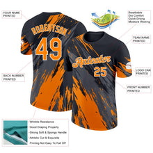 Laden Sie das Bild in den Galerie-Viewer, Uksn Individuelles Schwarz Bay Orange Stahlgrau-Weiß Abstrakt Pinselstrich Spritzer Funktions-T-Shirt

