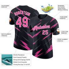 Laden Sie das Bild in den Galerie-Viewer, Uksn Individuelles Schwarz Pink Stahlgrau-Weiß Abstrakt Pinselstrich Funktions-T-Shirt
