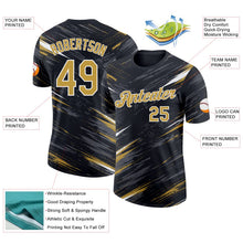 Laden Sie das Bild in den Galerie-Viewer, Uksn Individuelles Schwarz Altgold Stahlgrau-Weiß Abstrakt Pinselstrich Spritzer Funktions-T-Shirt
